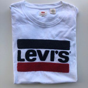 Levi's White Tee With Teddy Fleece Logo Men's M